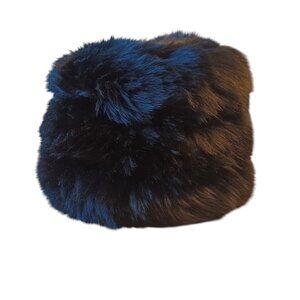 VTG Genuine Tuscan Lamb Skin Fur Womens Winter Hat Black Cossack Style Italy 7"